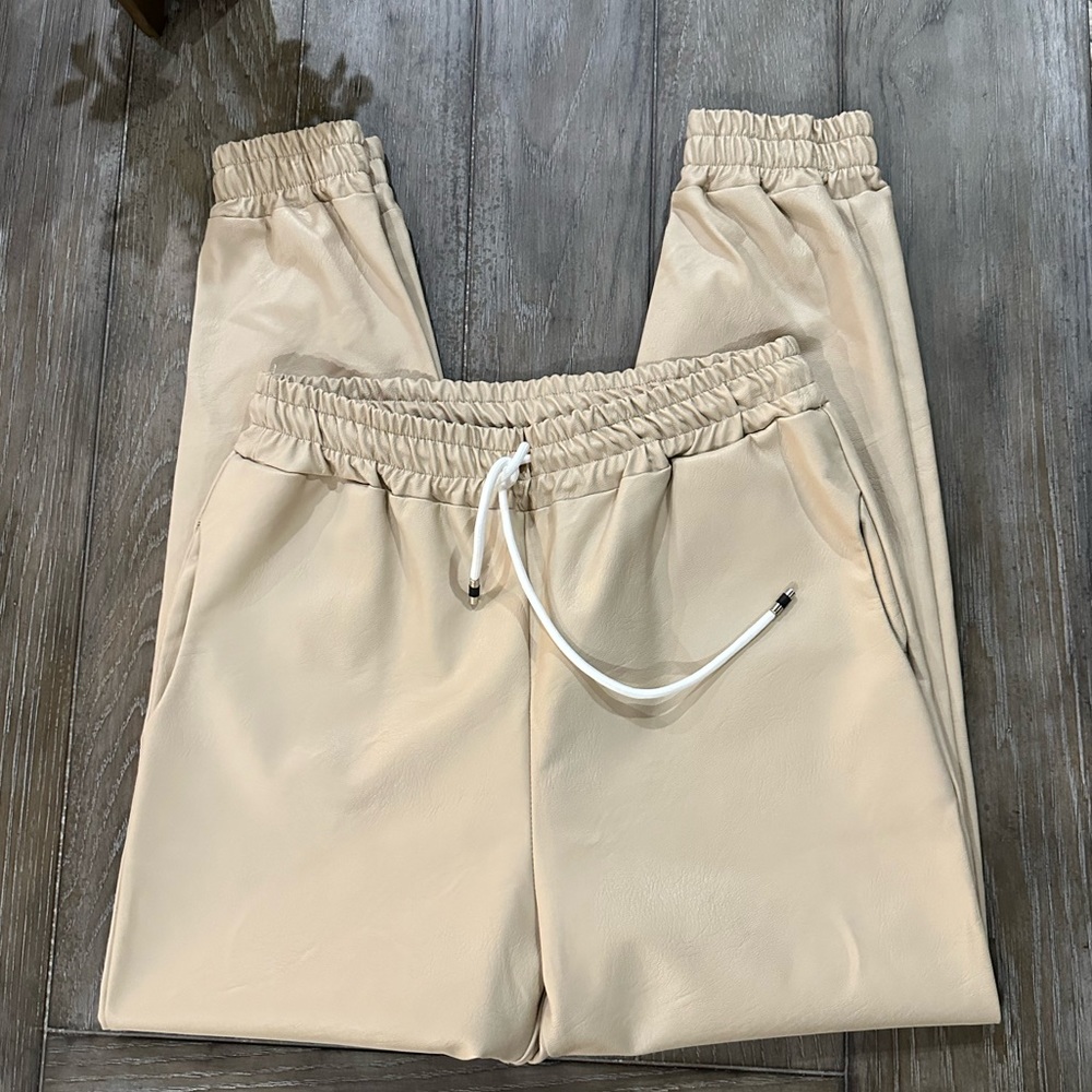 Parisian Vegan Leather Joggers - Picture 2 of 13